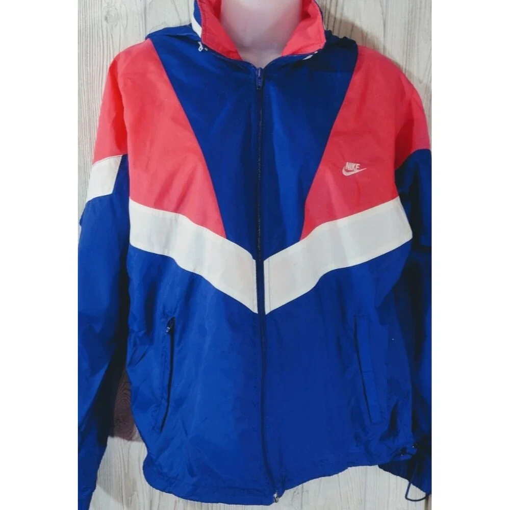 Vintage Nike Jacket Adult S/M Windbreaker Pink Blue Colorblock 80s